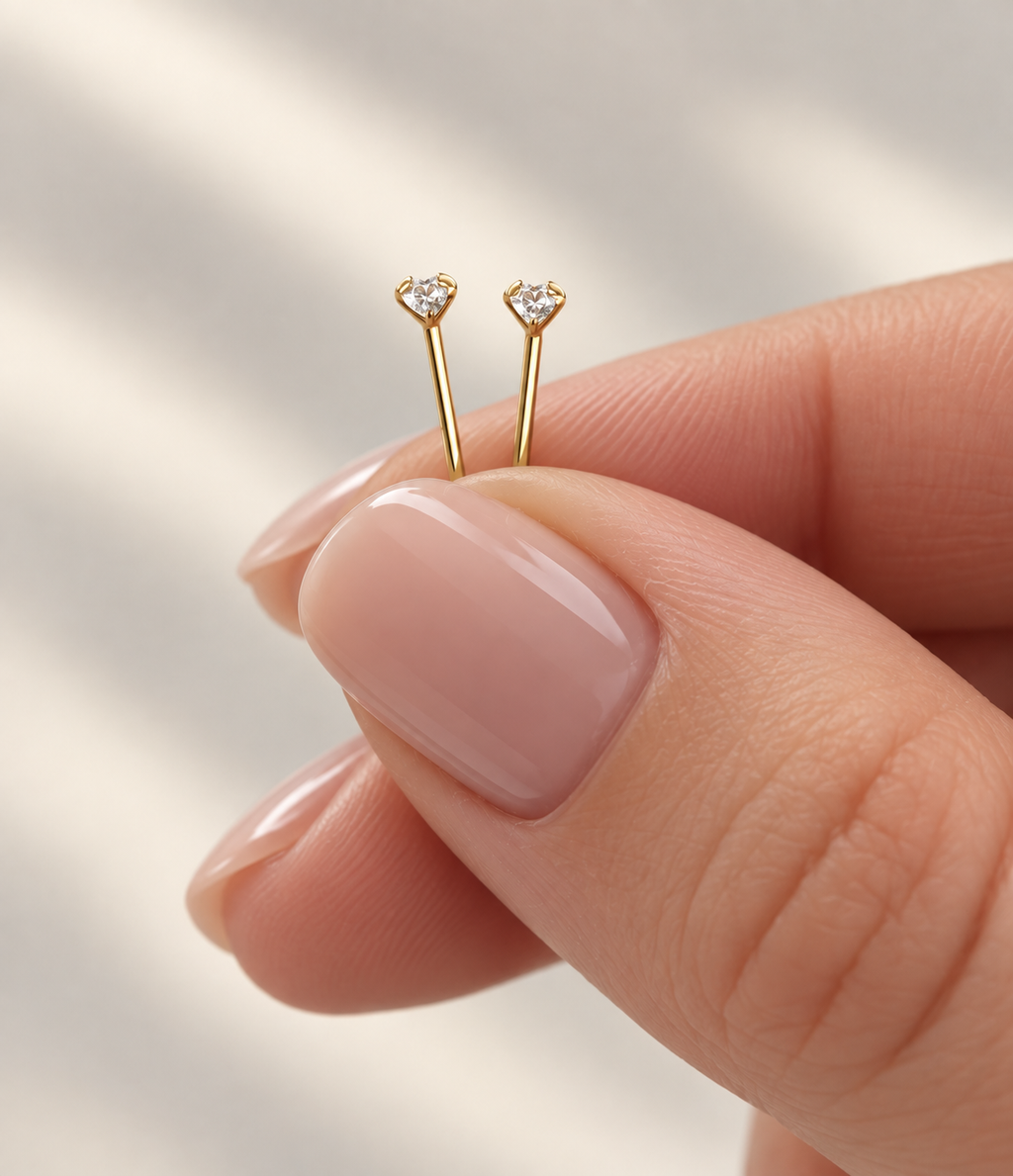 Lab created diamond earrings, gold vermeil 3mm