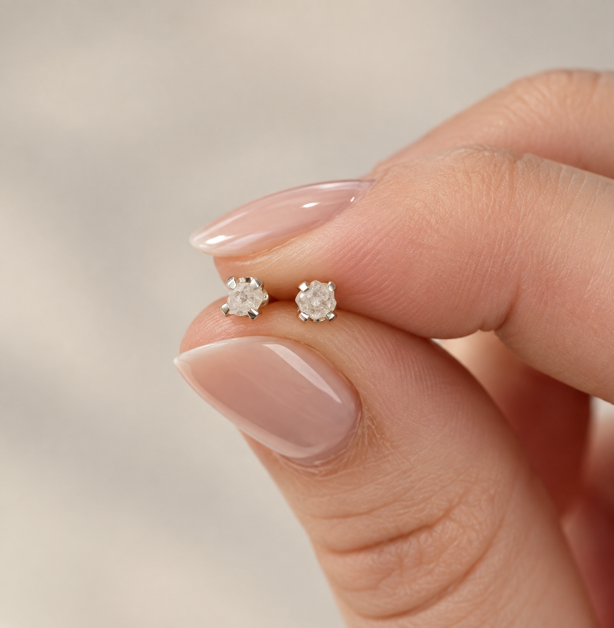 Raw diamond and 925 sterling silver earrings