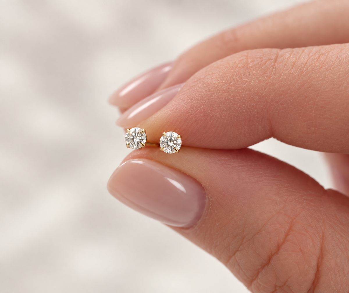 Lab created diamond earrings, gold vermeil 3mm