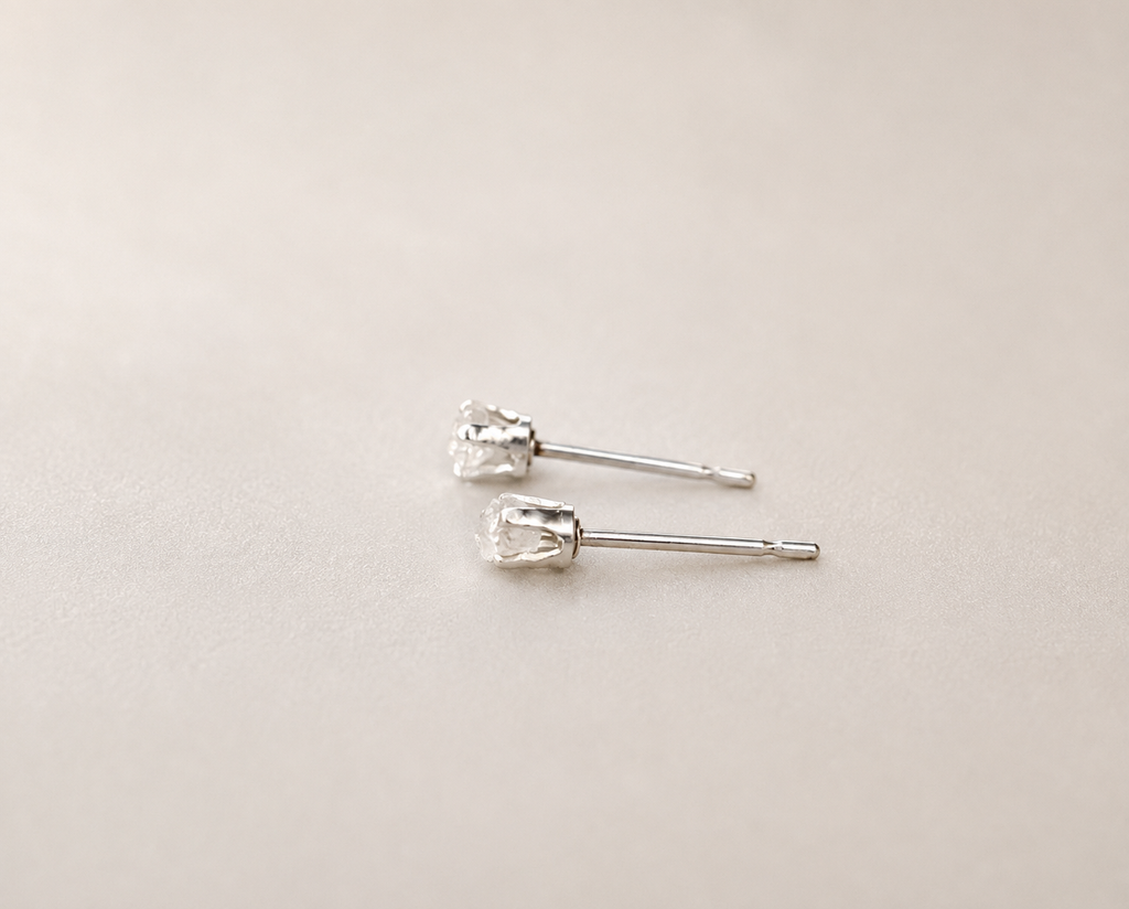 Raw diamond and 925 sterling silver earrings