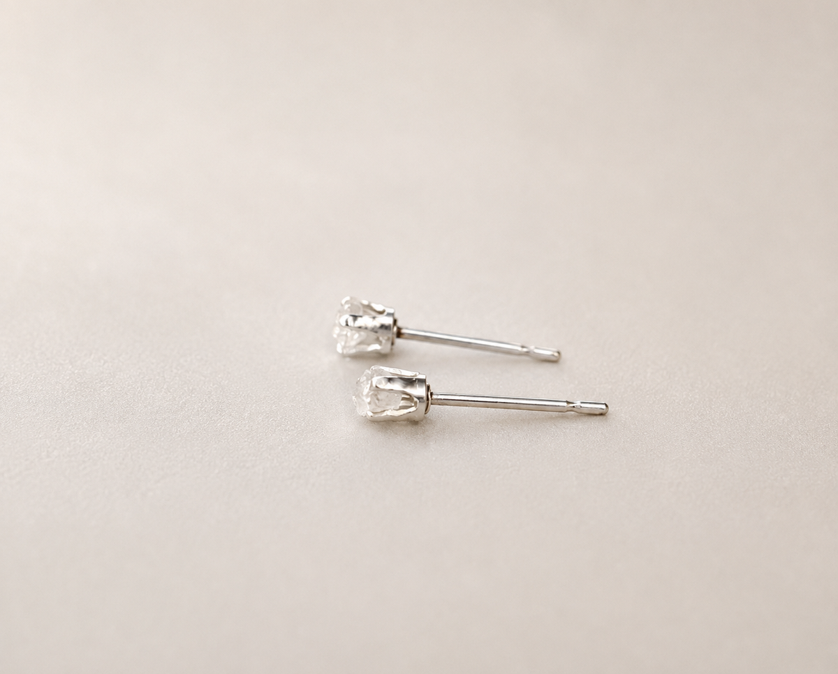 Raw diamond and 925 sterling silver earrings