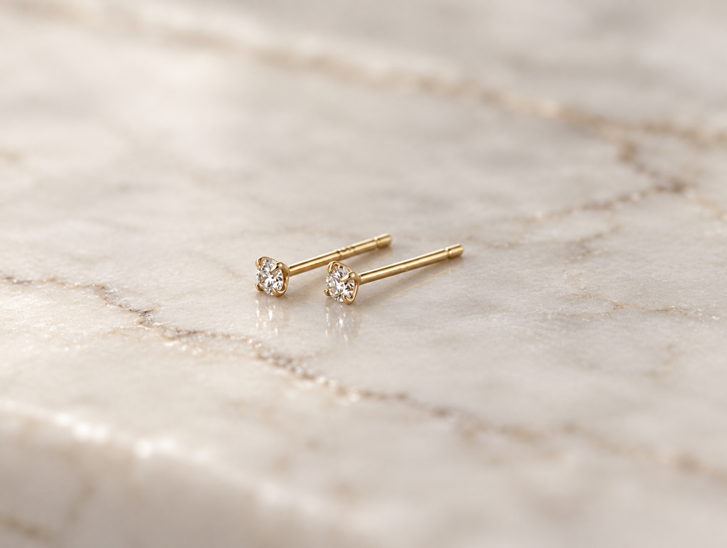 Lab created diamond earrings, gold vermeil 3mm