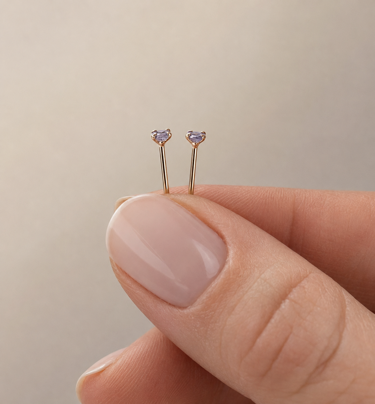 Natural tanzanite stud earrings, gold vermeil / platinum plated 925 sterling silver, 3mm