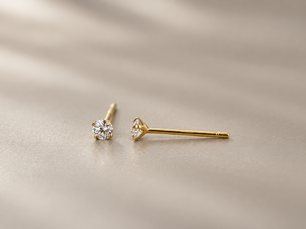 Lab created diamond earrings, gold vermeil 3mm