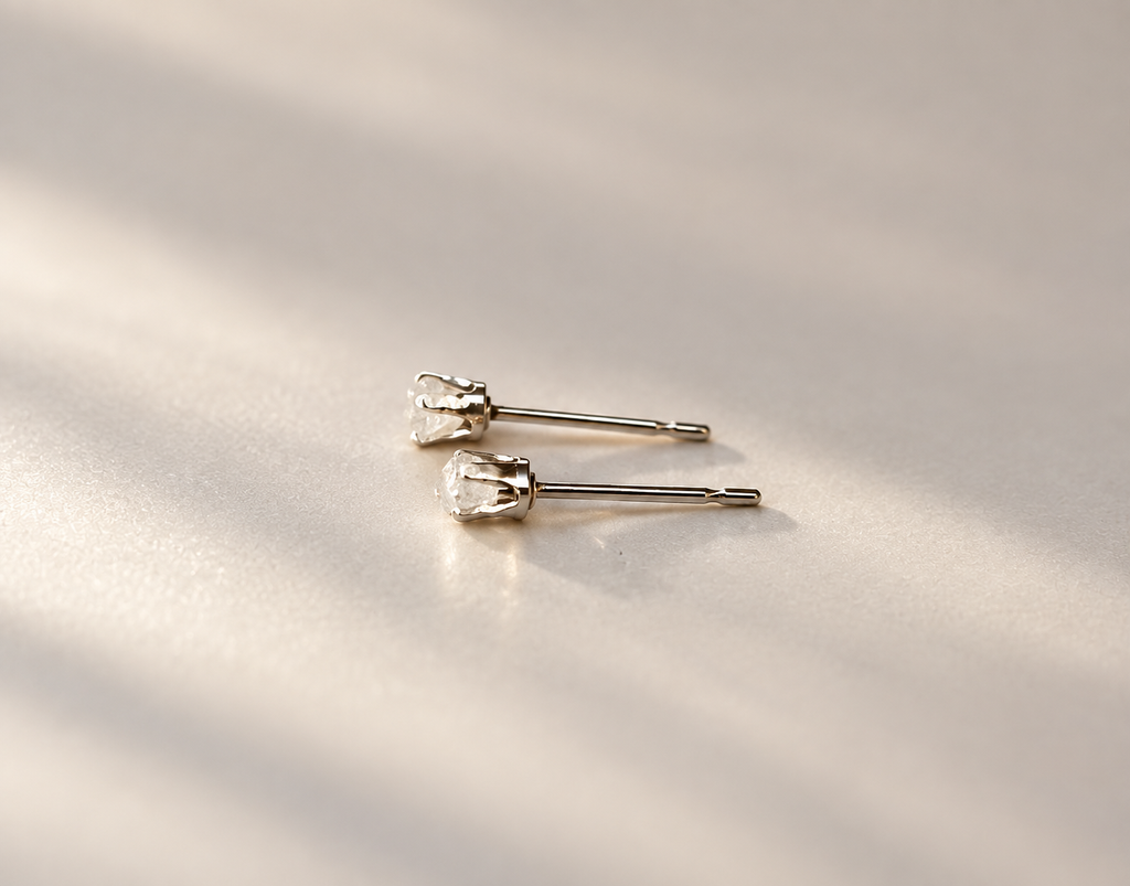Raw diamond and 925 sterling silver earrings
