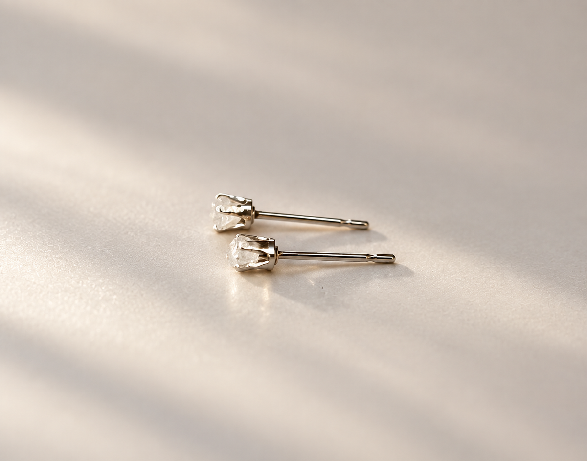 Raw diamond and 925 sterling silver earrings