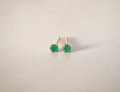 Zambian emerald and gold vermeil stud earrings, 3mm