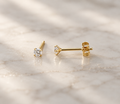 Lab created diamond earrings, gold vermeil 3mm
