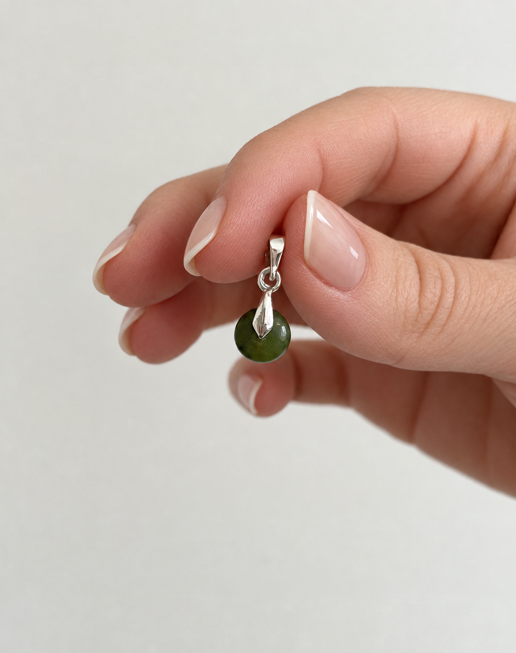 Jade pendant, silver plated