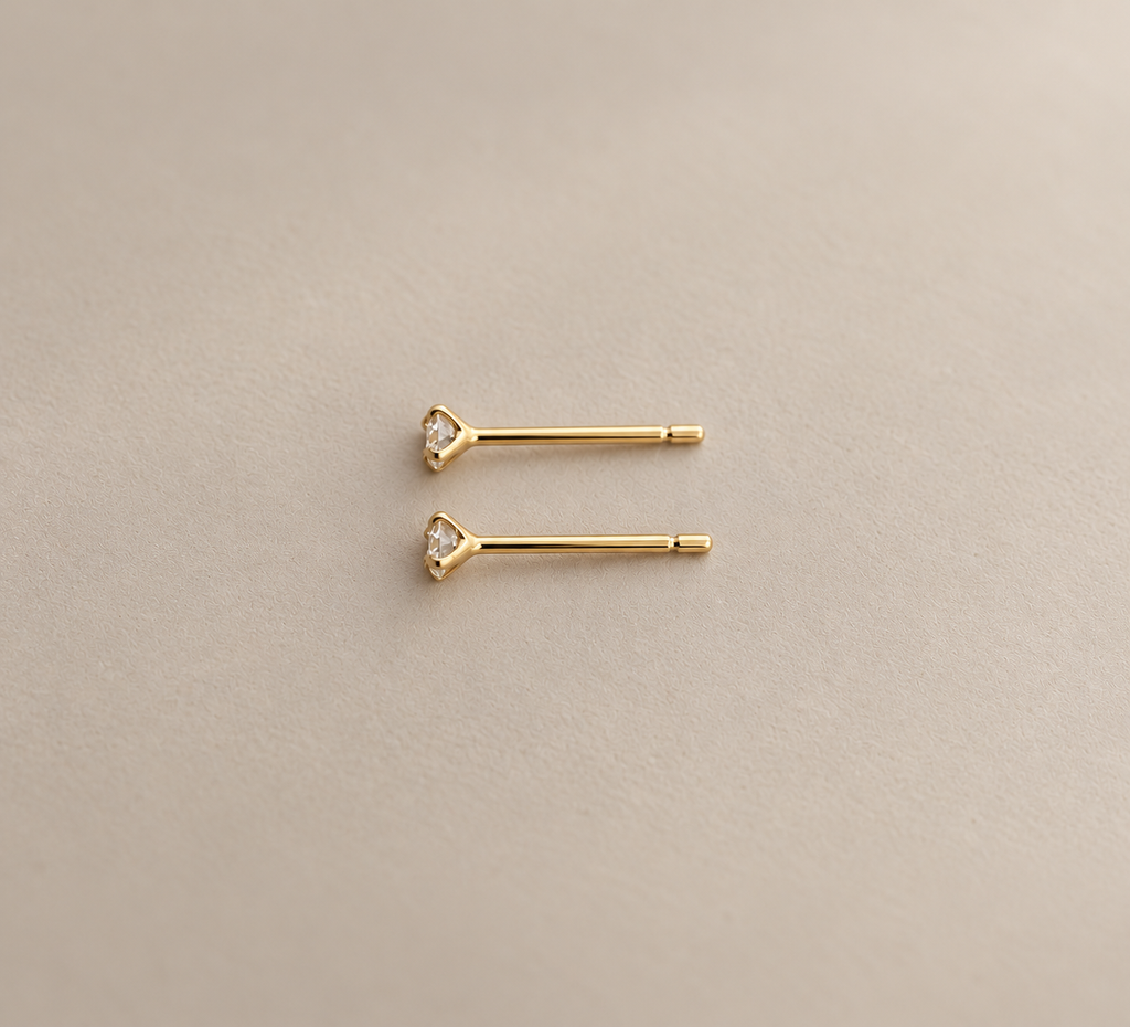 Lab created diamond earrings, gold vermeil 3mm