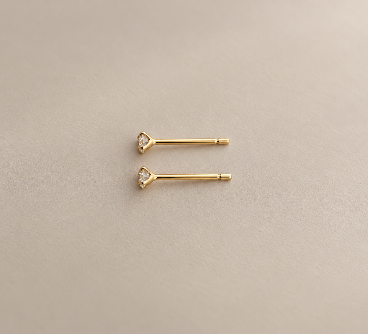 Lab created diamond earrings, gold vermeil 3mm