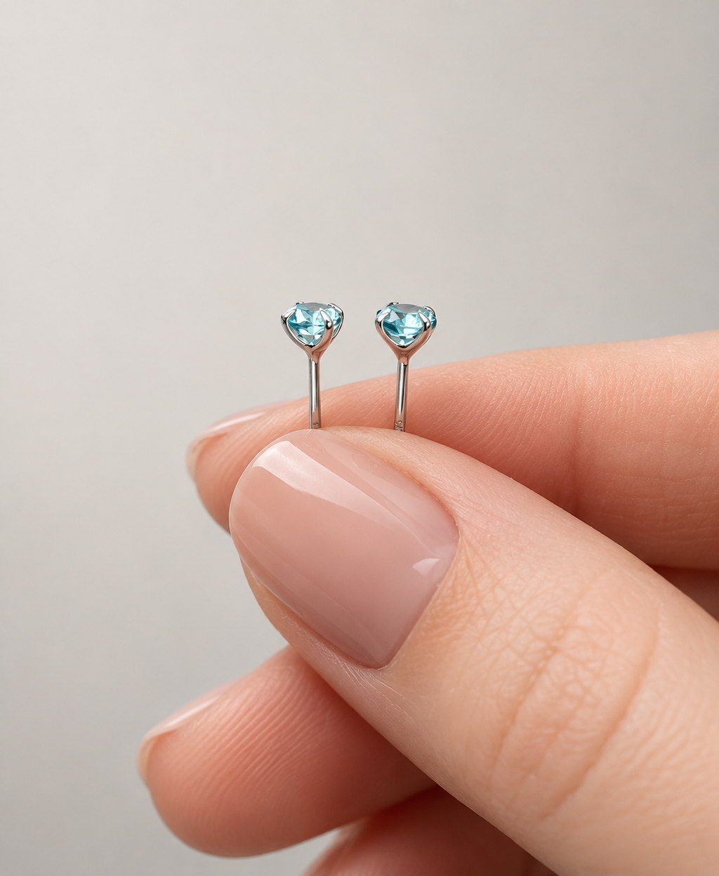 Paraiba blue apatite and platinum plated 925 sterling silver stud earrings, 4mm