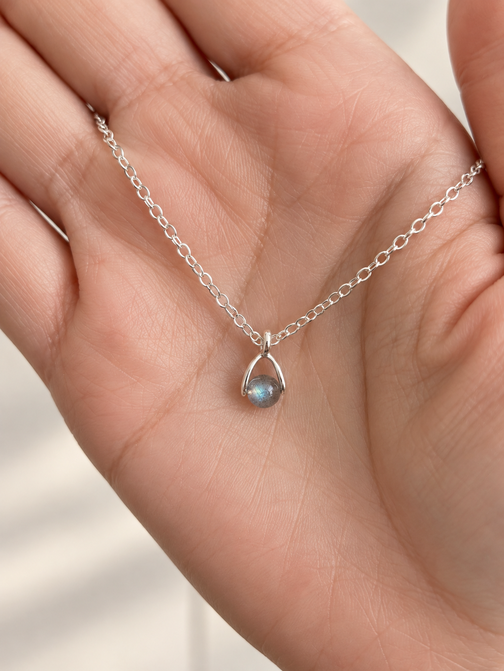 Silver plated labradorite necklace