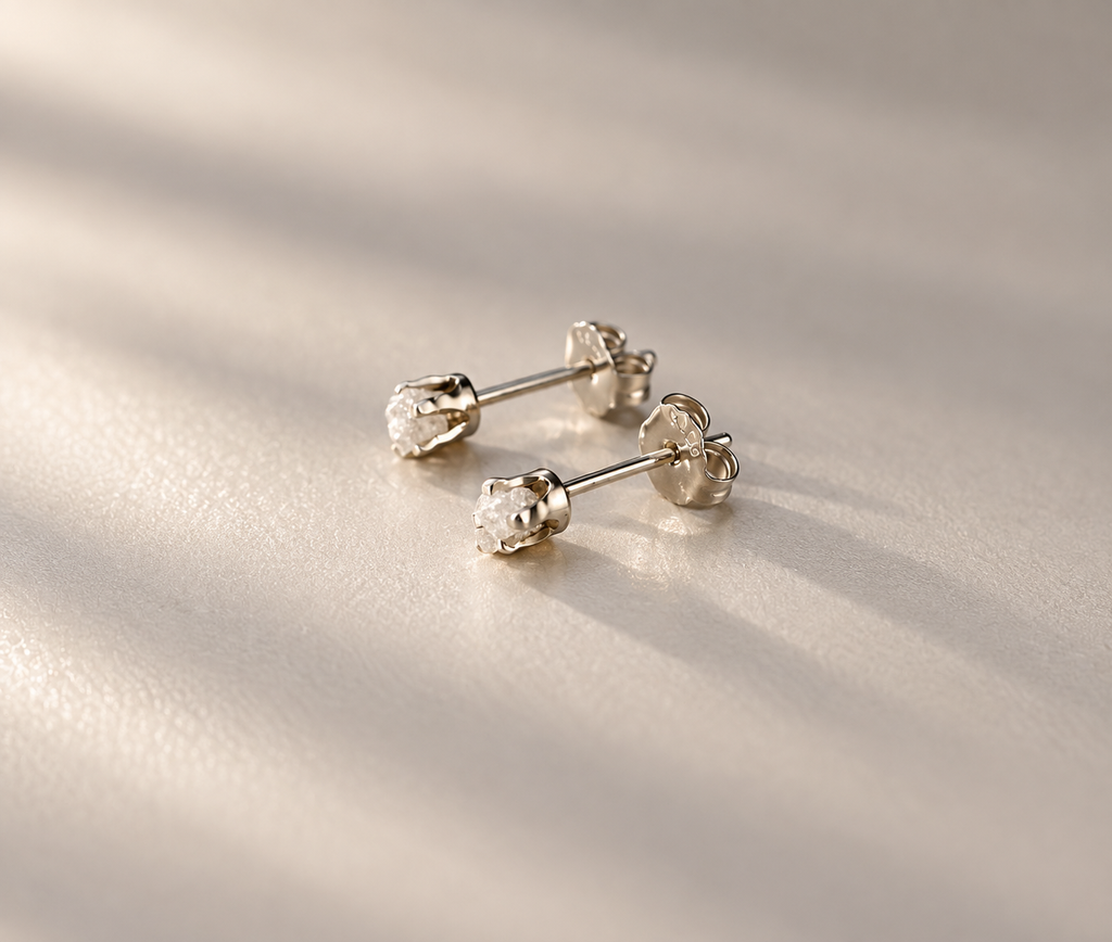 Raw diamond and 925 sterling silver earrings