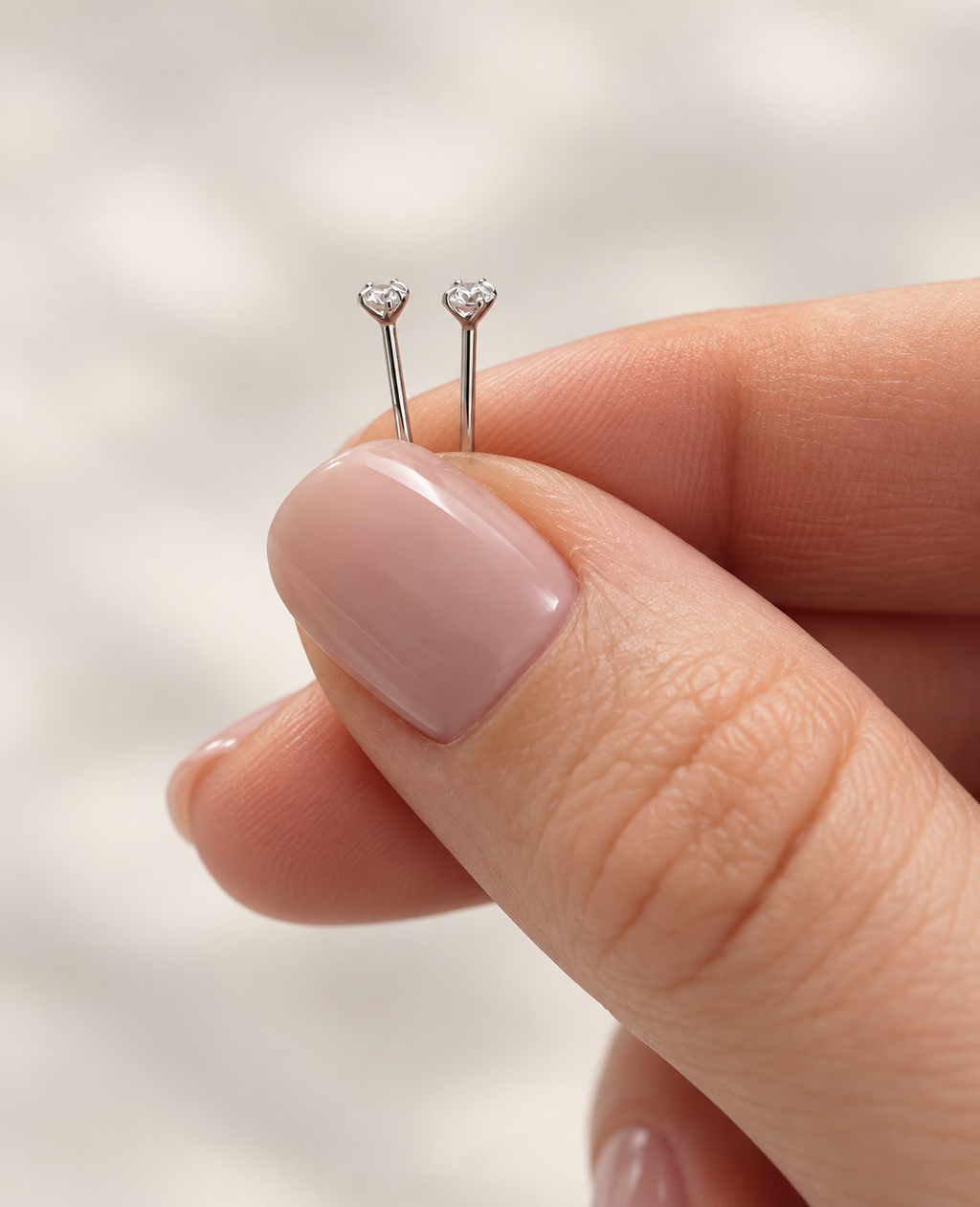 Lab created diamond earrings, platinum plated 925 sterling silver, 3mm