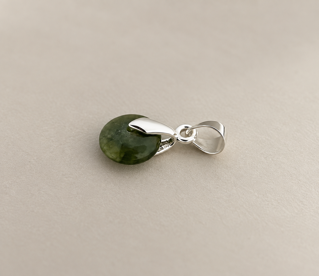 Jade pendant, silver plated