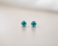 Paraiba blue apatite and platinum plated 925 sterling silver stud earrings, 4mm