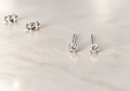Lab created diamond earrings, platinum plated 925 sterling silver, 3mm