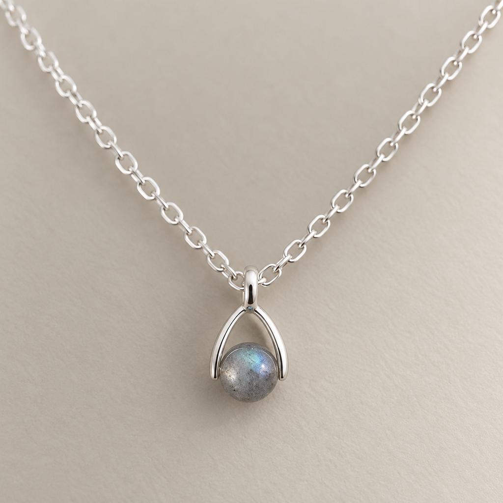 Silver plated labradorite necklace